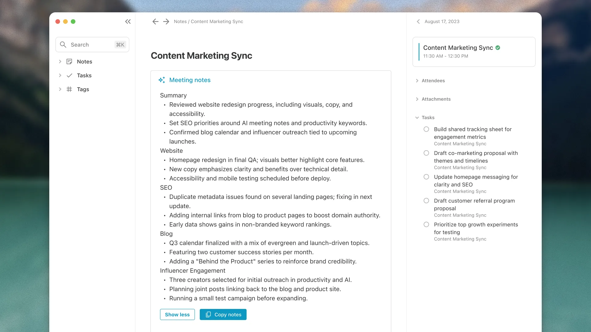 Sticky.app — AI meeting notes