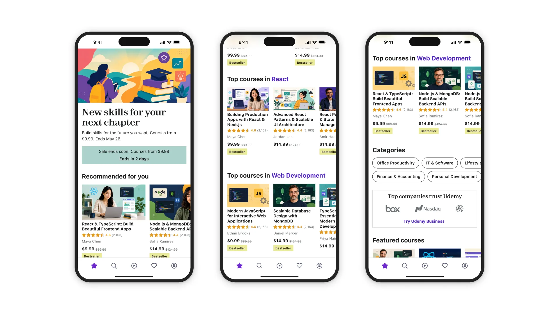 Udemy — Featured screen